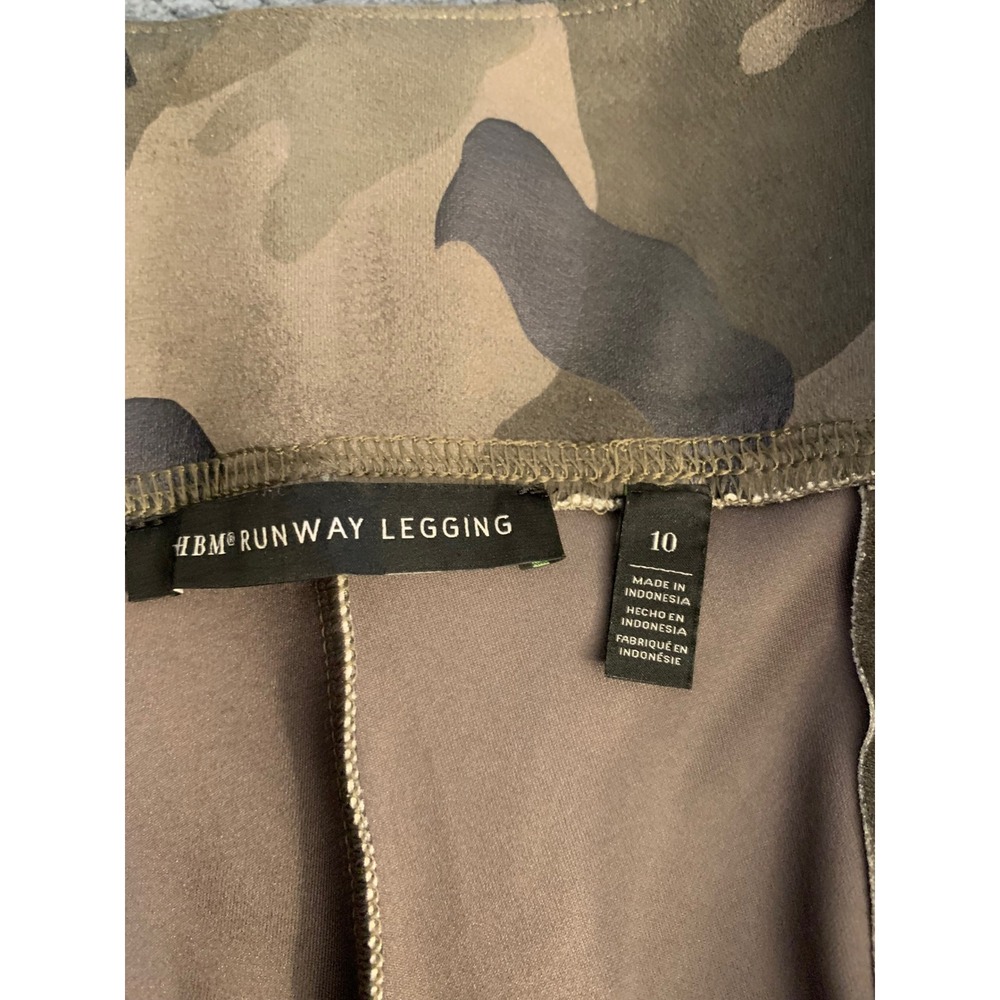 HBM Runway Legging Womens Size 10 Camo High Waisted Stretch Leggings Green Brown - Picture 5 of 8